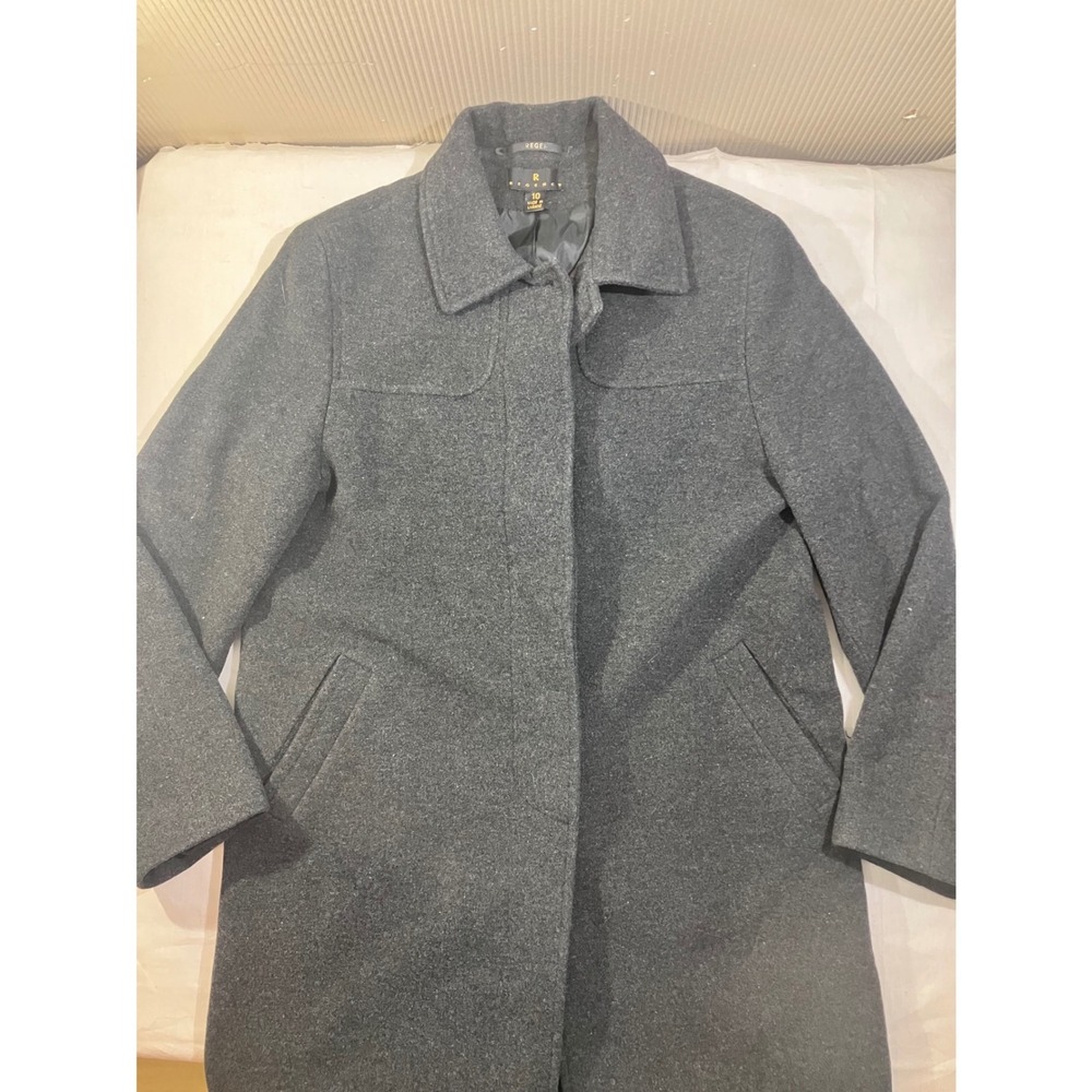 Regency Womens Charcoal Gray Wool Blend Hidden Button Car Coat Overcoat Size 10